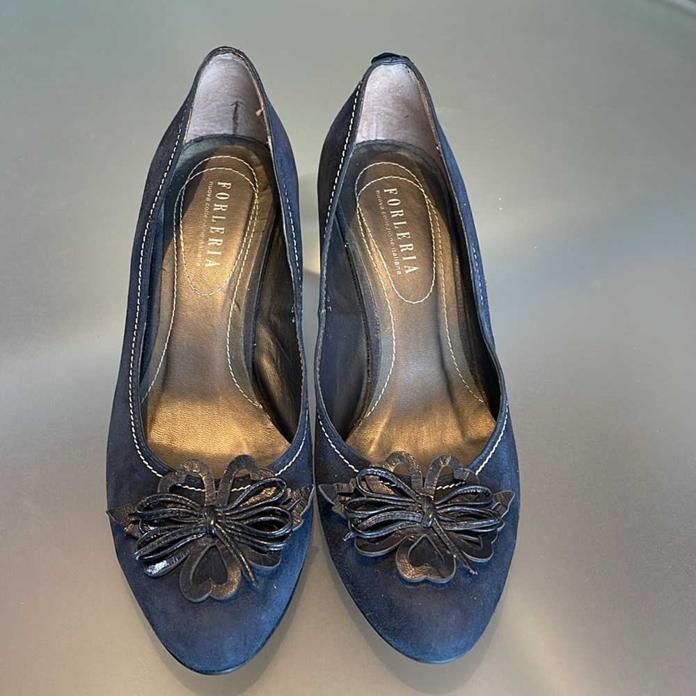 Wedge Heels in Blue Suede - sz 7.5 - Picture 3 of 11